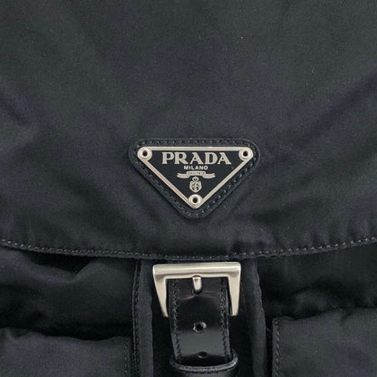 PRADA Triangle Logo Double Pocket Backpack Black Vintage rvkvgm