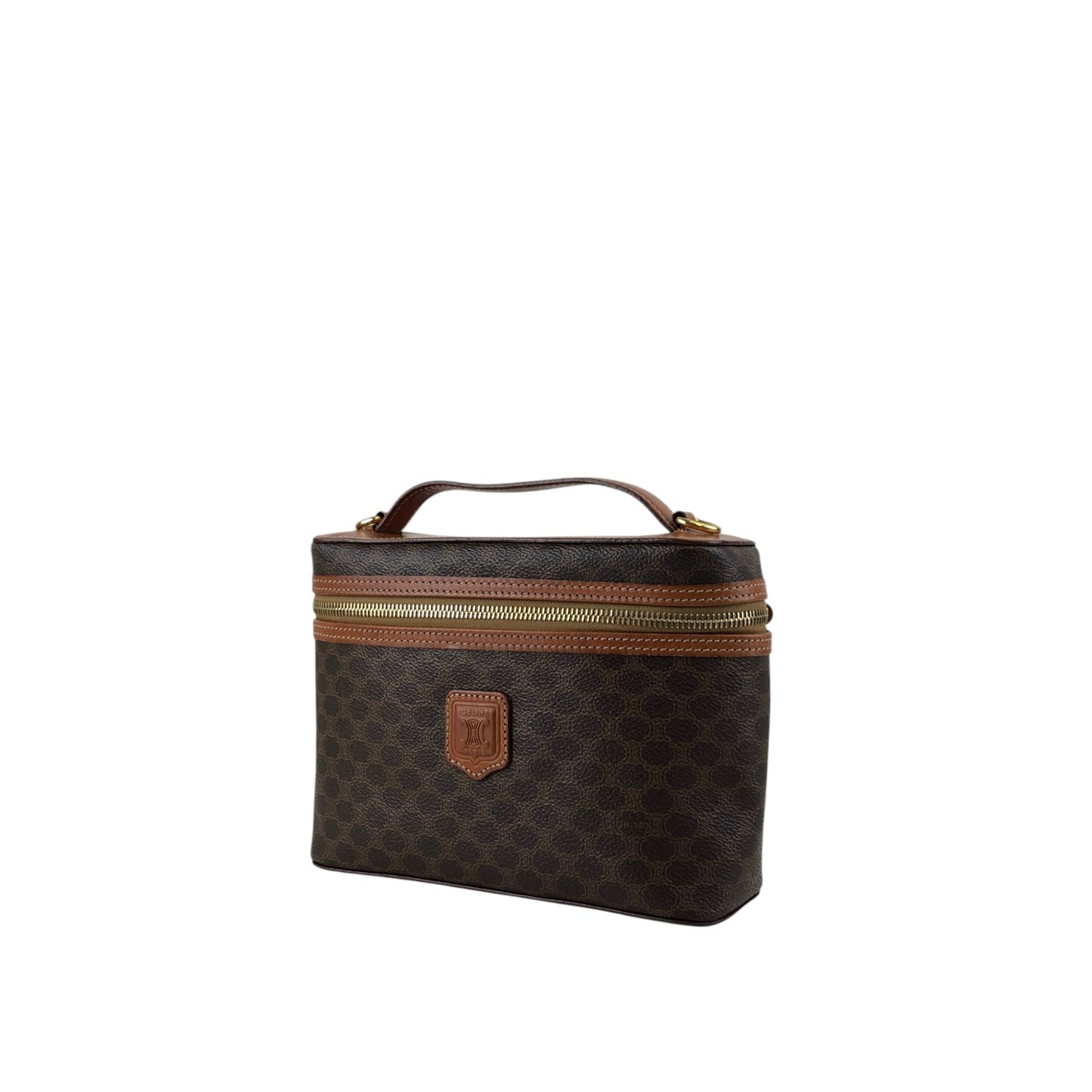 CELINE Macadam Blason Two-way Handbag Shoulder bag Vanity bag Brown Vintage 2h745p
