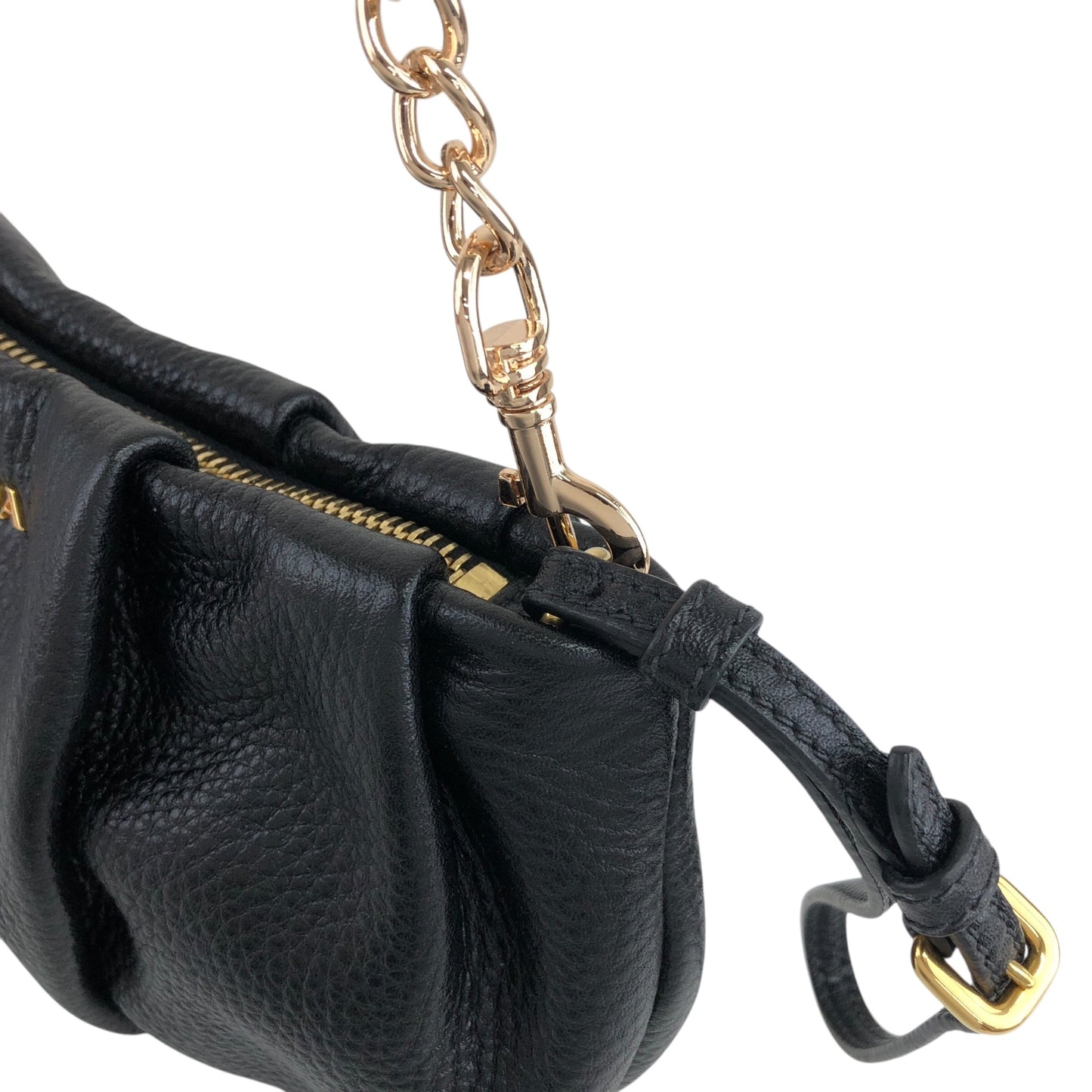 PRADA 標誌小號鏈條手提包袋黑色復古 wy5iwt
