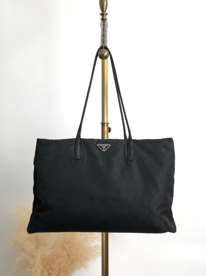 PRADA Tessuto Triangle Logo Totebag Black Vintage a5e385
