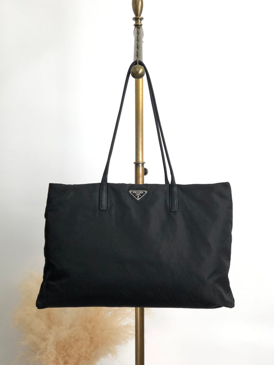 PRADA Tessuto Triangle Logo Totebag Black Vintage a5e385