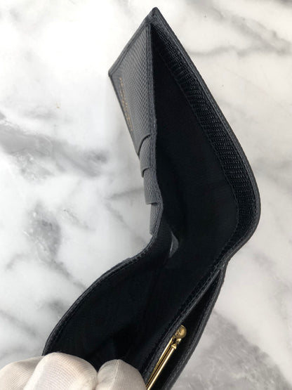 Salvatore Ferragamo Vala 絲帶皮革金屬扣折疊錢包黑色復古 2hapn4 