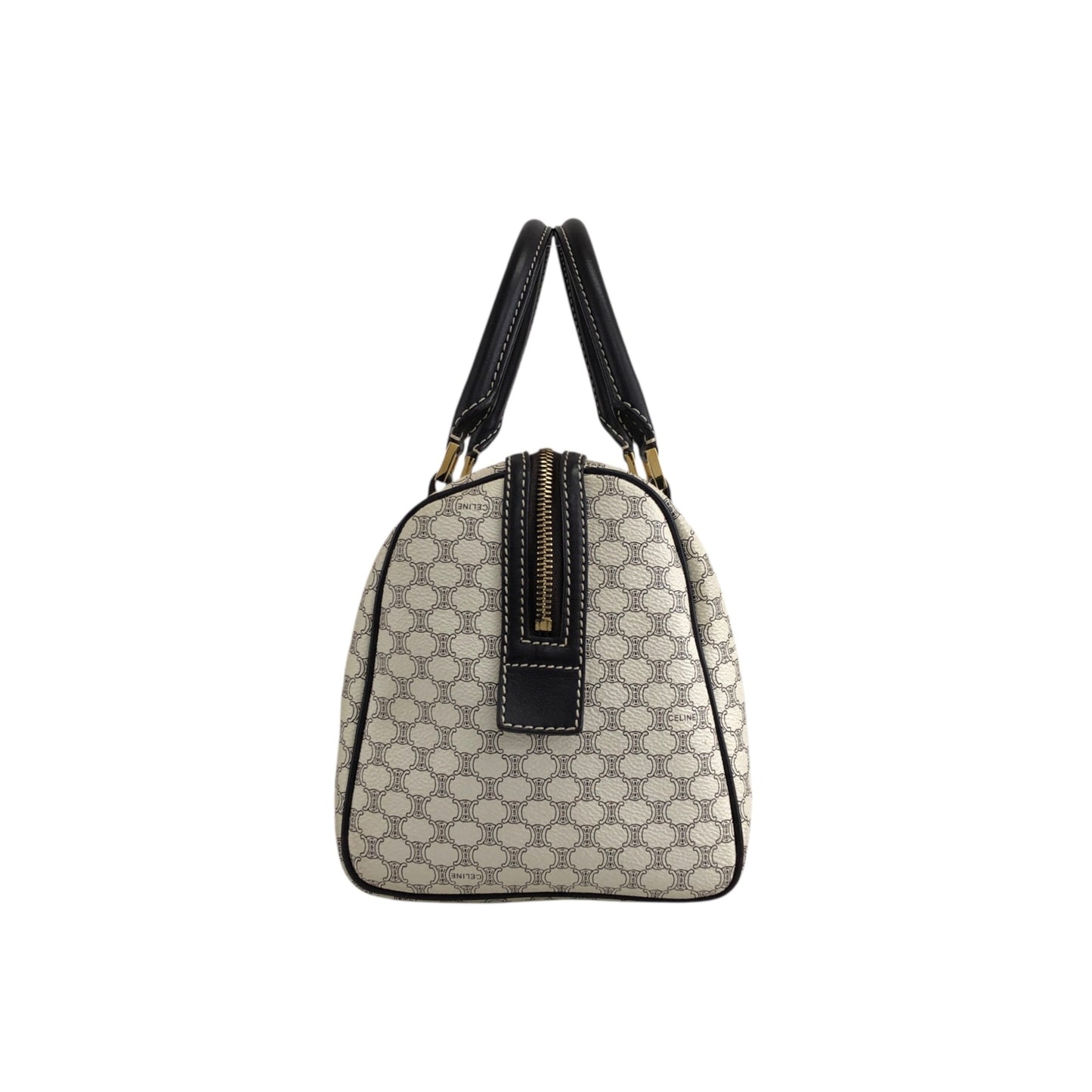 CELINE Macadam Handbag Boston bag White Vintage yci5hj