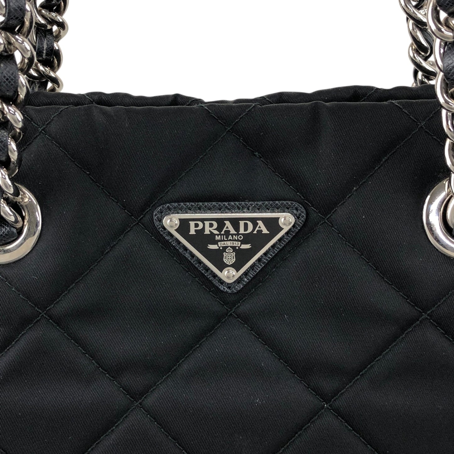 PRADA Triangle Logo Handbag Chain Shoulder bag Black 1BG740 Vintage vfbw8x
