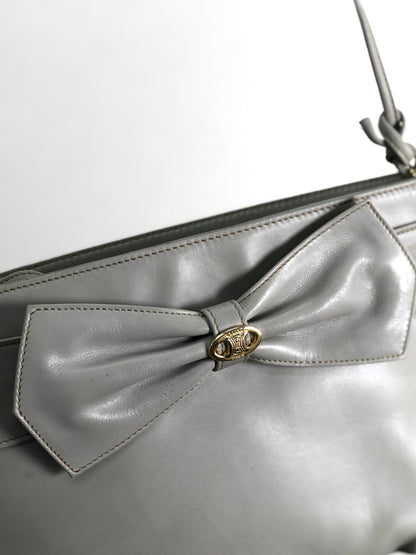 CELINE Blason Ribbon Shoulder bag Gray Vintage dei55p