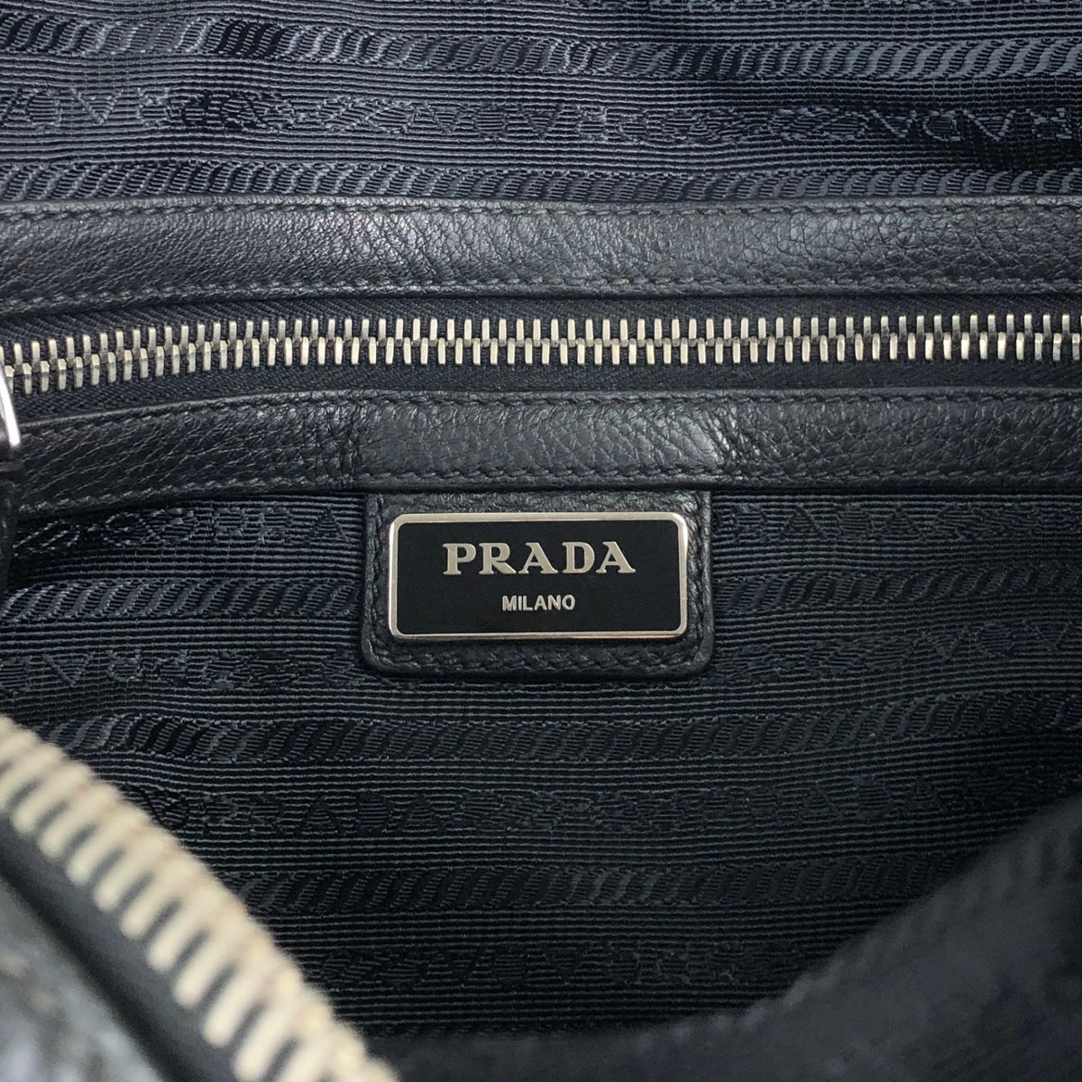 PRADA Triangle Logo Front Buckle Front Pocket Shoulder bag Black Vintage fg3jes