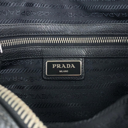 PRADA Triangle Logo Front Buckle Front Pocket Shoulder bag Black Vintage fg3jes