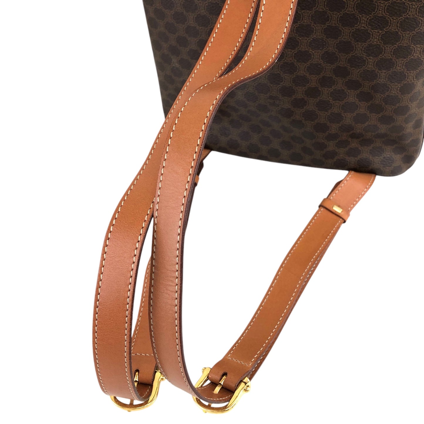 CELINE Macadam Circle Logo Backpack Brown Vintage ckigeh