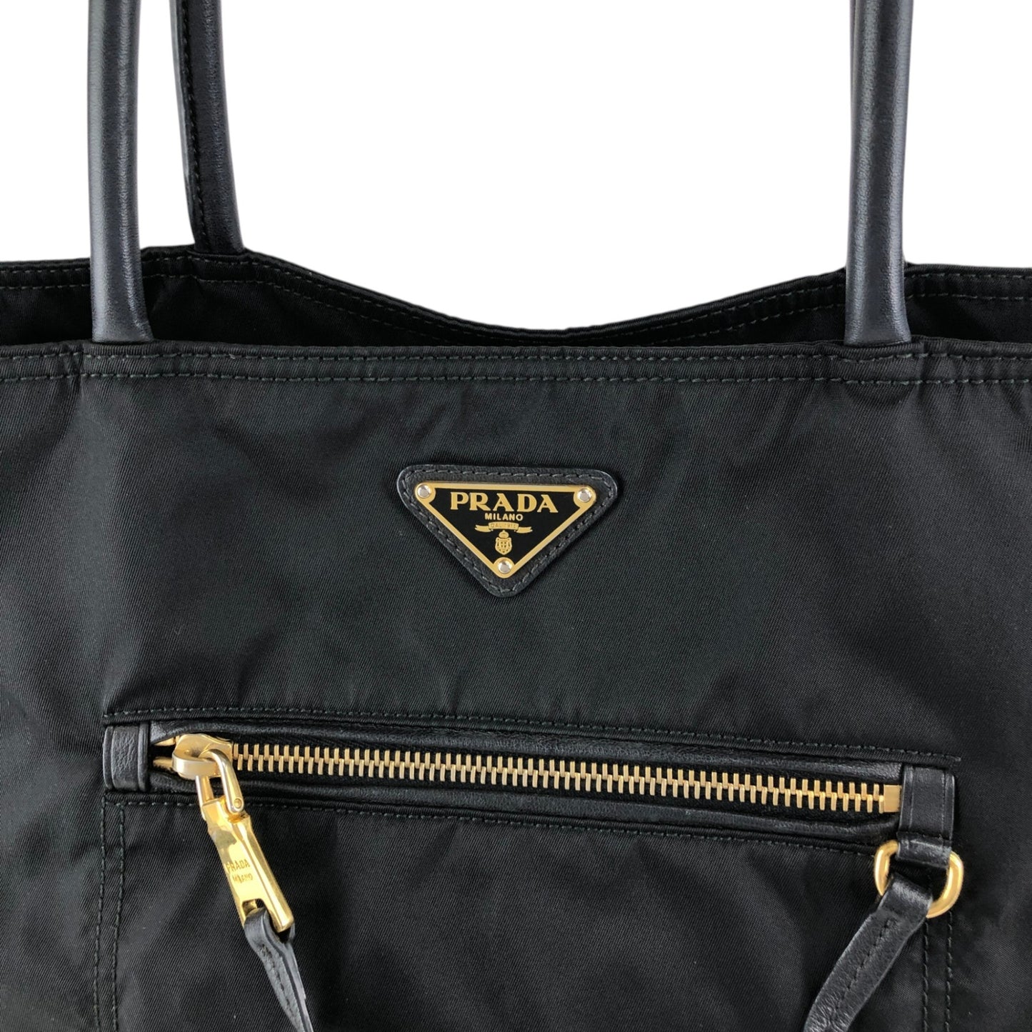 PRADA Tessuto Triangle Logo Front Pocket  Totebag Black Vintage 6rrumw