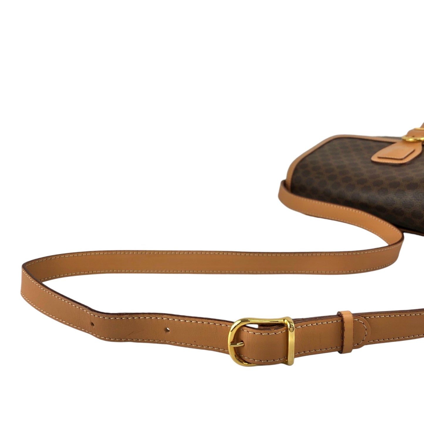 CELINE Macadam Blason Front Buckle Shoulder bag Brown Vintage zfp76j