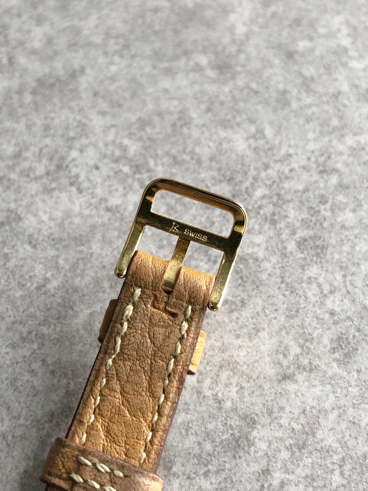 HERMES Logo Quartz Watch Camel Vintage tfub3s