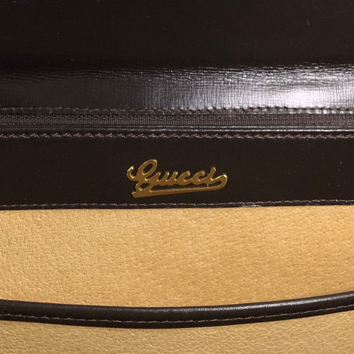GUCCI Turn Lock Handbag Brown Vintage ud4z3y