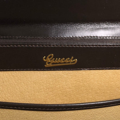 GUCCI Turn Lock Handbag Brown Vintage ud4z3y