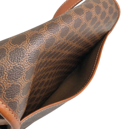 CELINE Macadam Blason Front Buckle Shoulder bag Brown Vintage v3jfnr