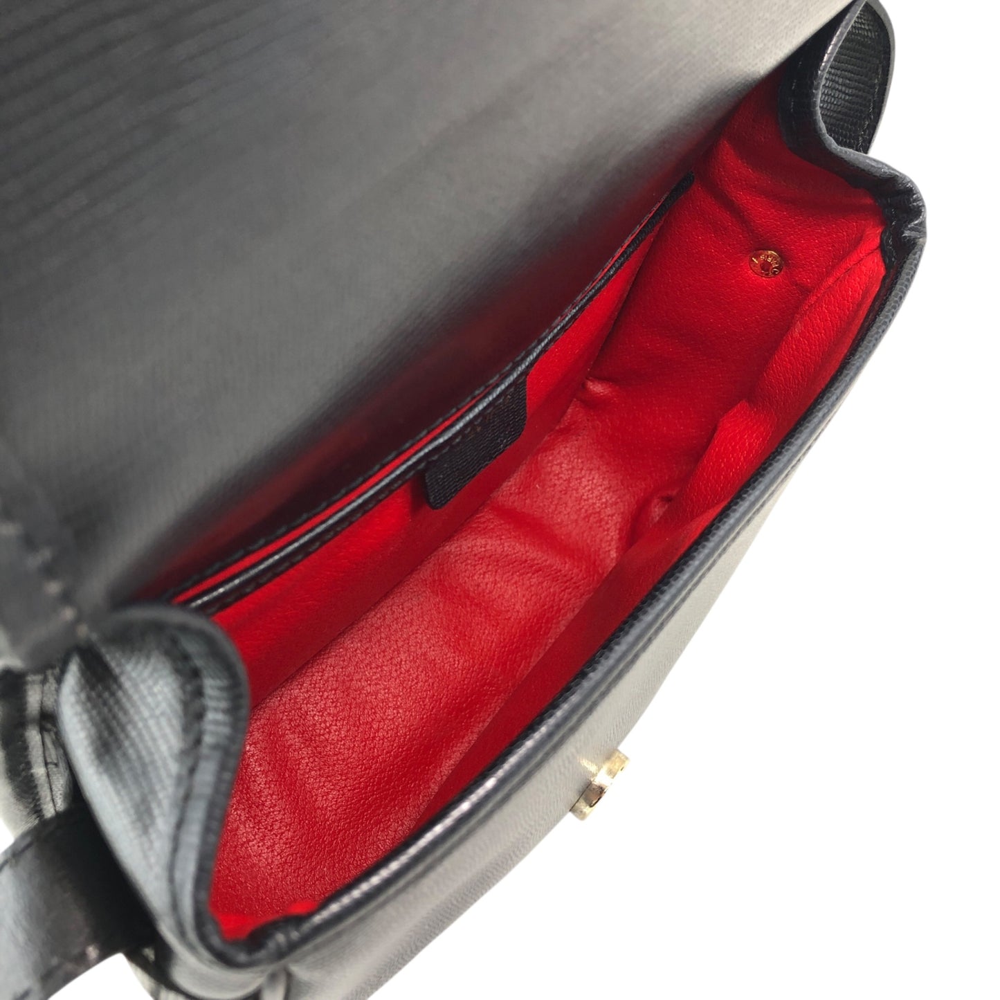 CELINE Front Buckle logo Charm Shoulder bag Black Vintage tpxej8