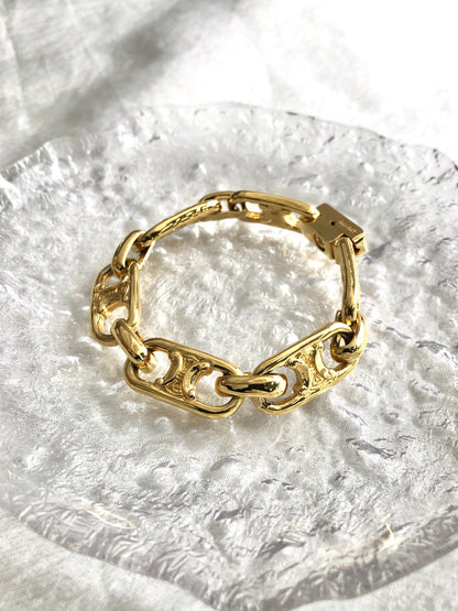 CELINE Blason Bracelet Gold Vintage pjp77c