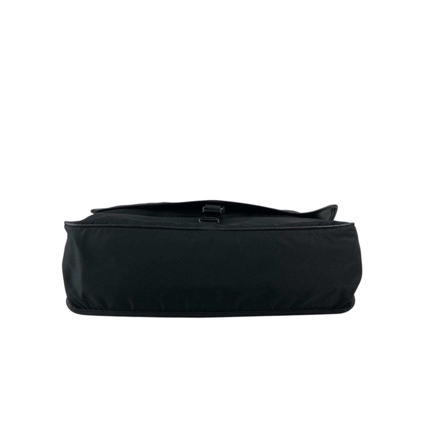 PRADA Tessuto Triangle Logo Front Buckle Shoulder bag Black Vintage 2arab2