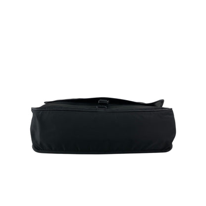 PRADA Tessuto Triangle Logo Front Buckle Shoulder bag Black Vintage 2arab2