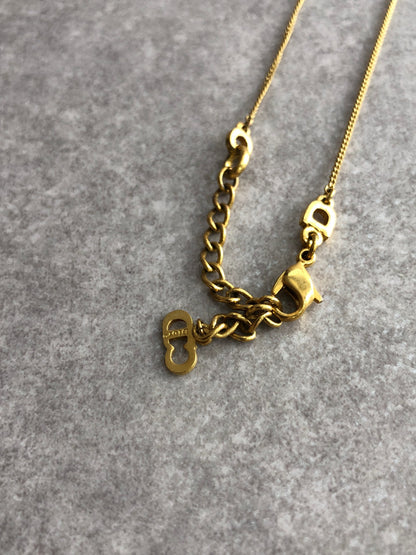 Christian Dior Logo Motif Necklace Gold Vintage nhfy64