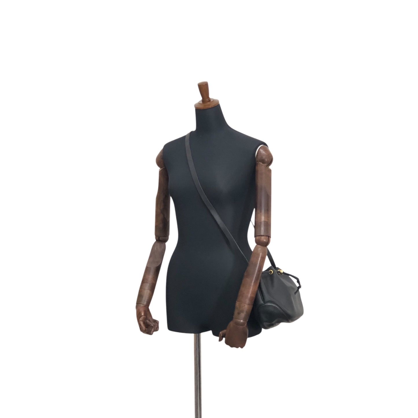 Christian Dior Logo Drawstring Shoulder bag Black Vintage 8jksti