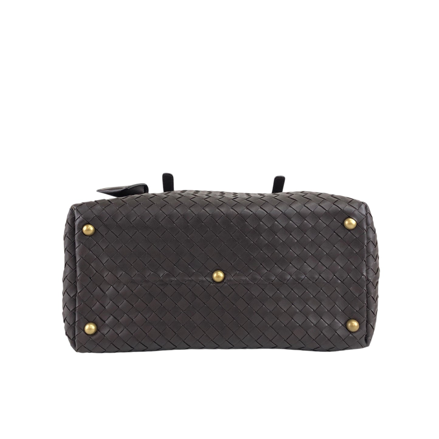 Bottega Veneta Intrecciato Padlock Boston bag Handbag Brown Vintage 2knttm