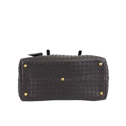 Bottega Veneta Intrecciato Padlock Boston bag Handbag Brown Vintage 2knttm