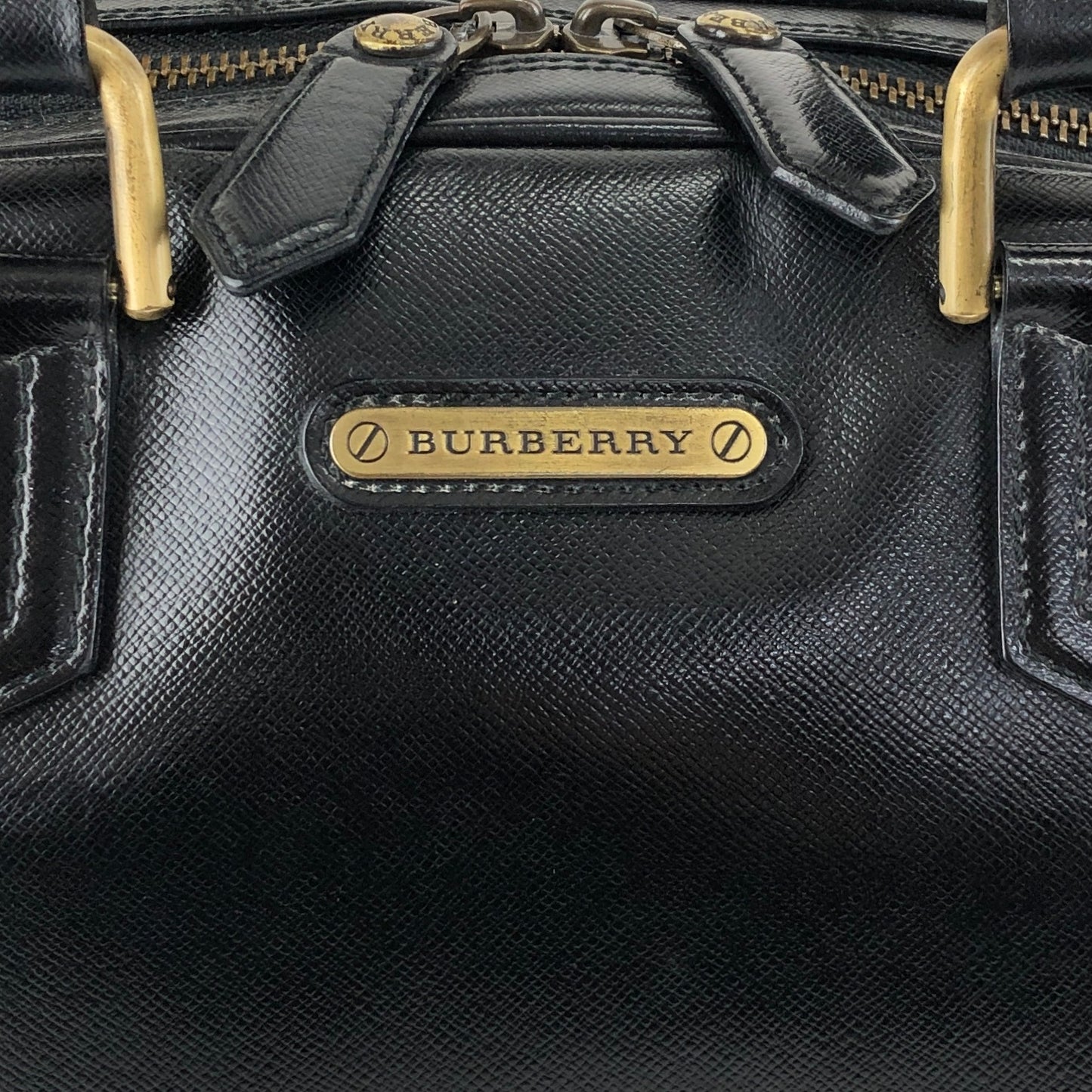 BURBERRY Logo Small Boston bag Handbag Black Vintage djr8rb