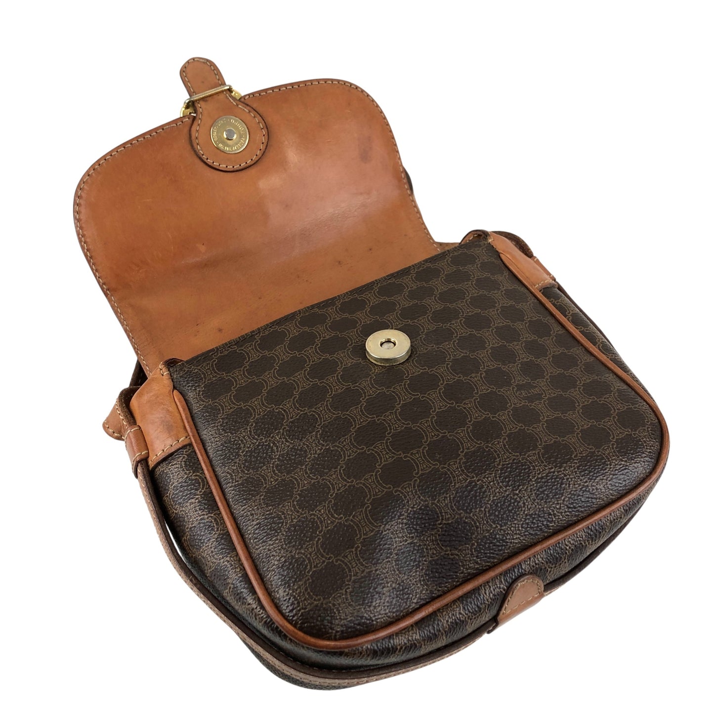 CELINE Macadam Horse Bit Shoulder bag Brown Vintage ydcmjg