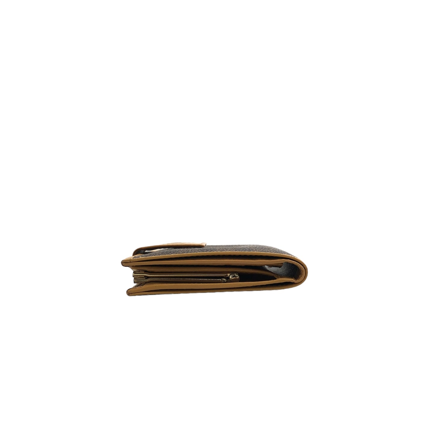 CELINE Macadam Logo Metal Clasp Folded Wallet Brown Vintage hfr6z4