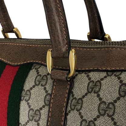 GUCCI Sherry Line Small Boston bag Handbag Brown Vintage wub827