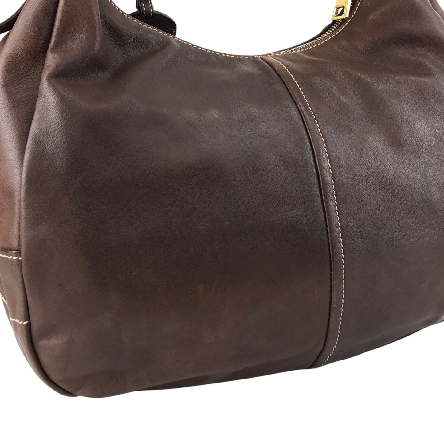 PRADA Logo Handbag Hobobag Brown Vintage c7p34v