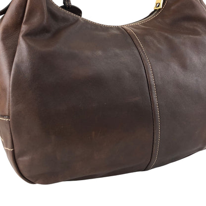 PRADA Logo Handbag Hobobag Brown Vintage c7p34v