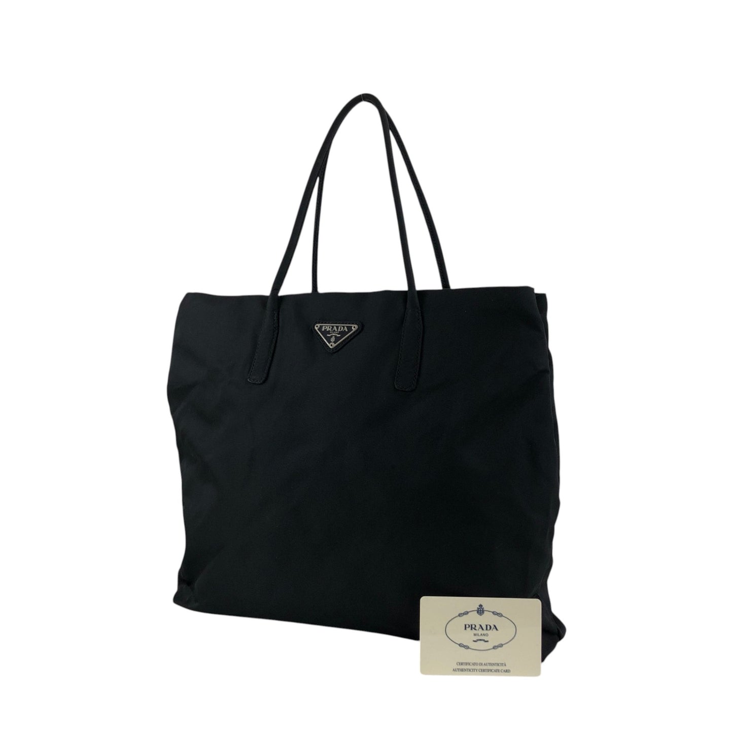 PRADA Tessuto Triangle Logo Handbag Totebag Black Vintage 6skxyh