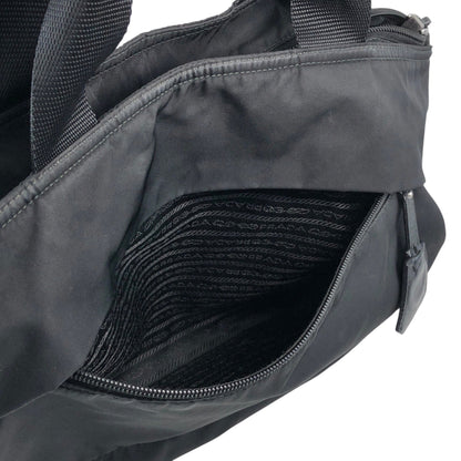 PRADA Tessuto Triangle Logo Two-way Handbag Shoulder bag Black Vintage 4s54ei