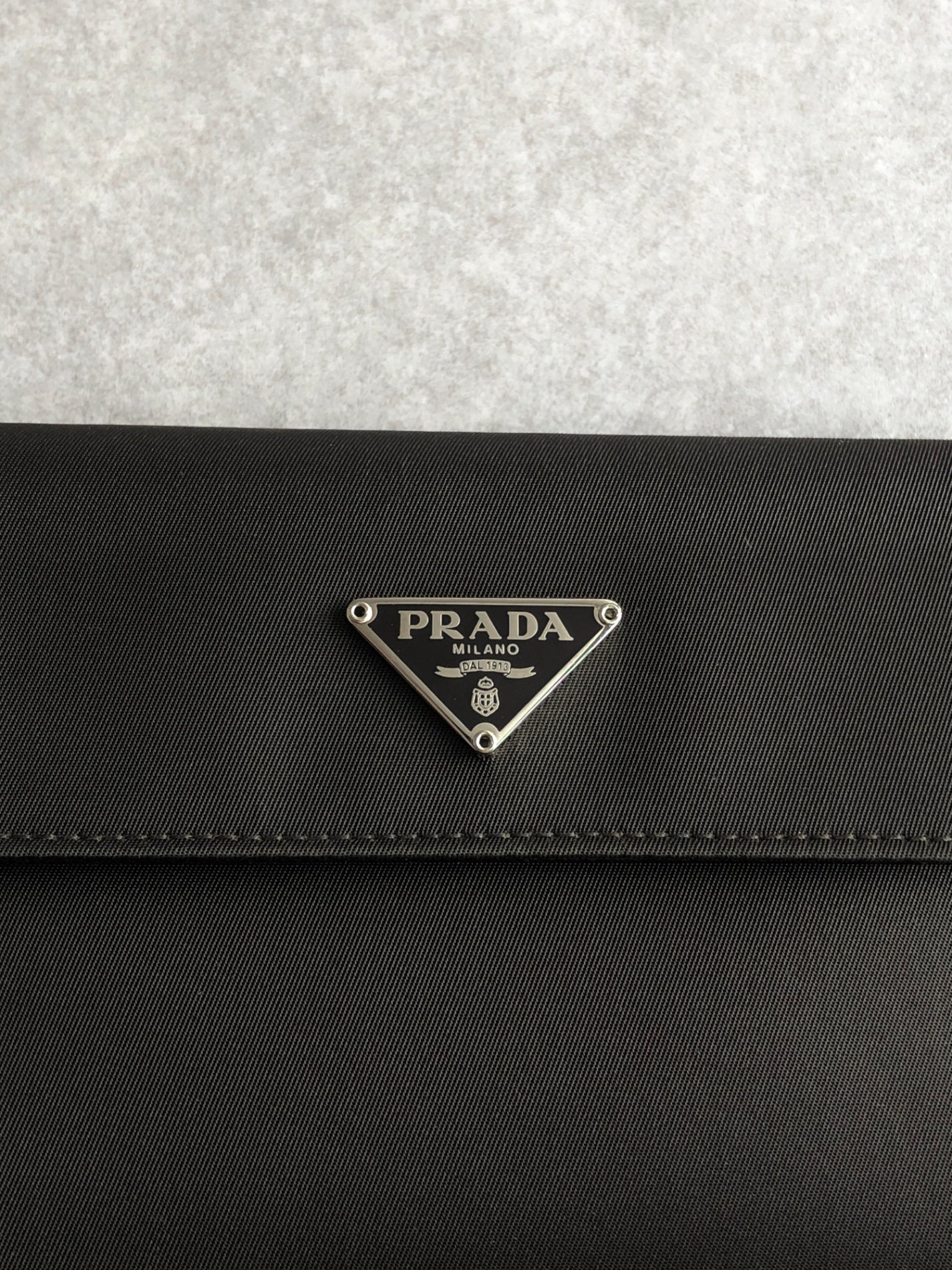 PRADA Tessuto Triangle Logo Trifold Wallet Black M510 Vintage icewt8