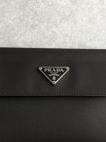 PRADA Tessuto Triangle Logo Trifold Wallet Black M510 Vintage icewt8