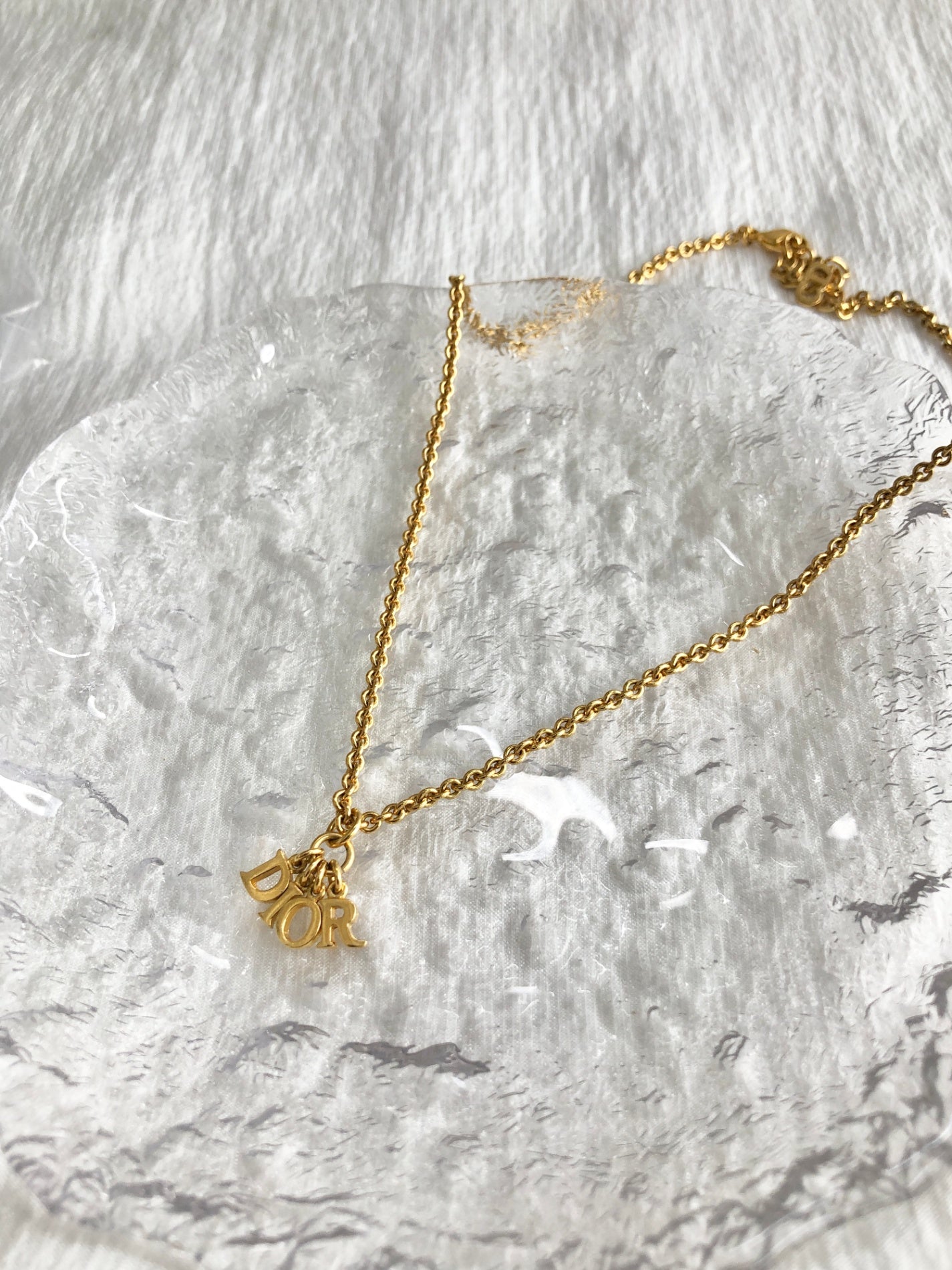 Christian Dior Logo Motif Necklace Gold Vintage awfb7p