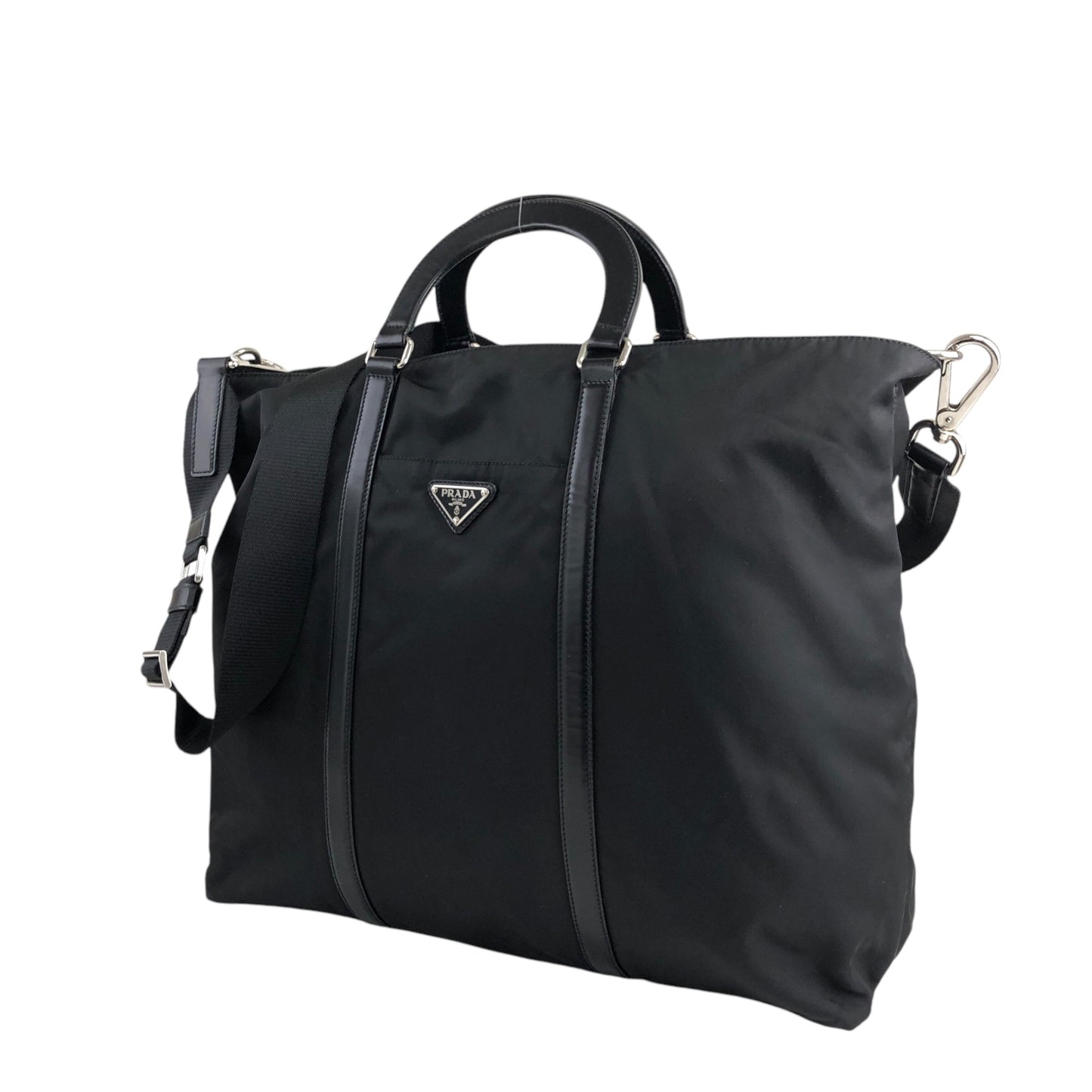 PRADA Tessuto Triangle Logo Two-way Handbag Shoulder bag Black Vintage 382dsw