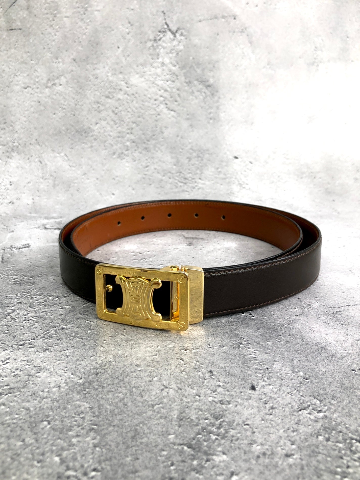 CELINE Blason Belt Black Vintage vxvkkh