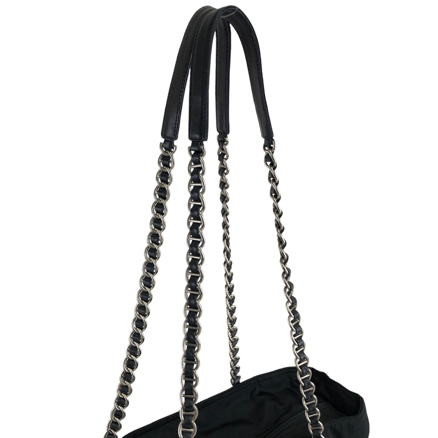 PRADA Triangle Logo Chain Shoulder bag Black Vintage 75c4rm