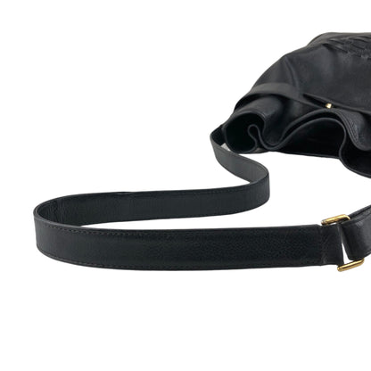 GUCCI Logo Embossed Shoulder bag Black Vintage aga2sh