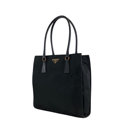 PRADA Tessuto Triangle Logo Totebag Black Vintage xs7v7s