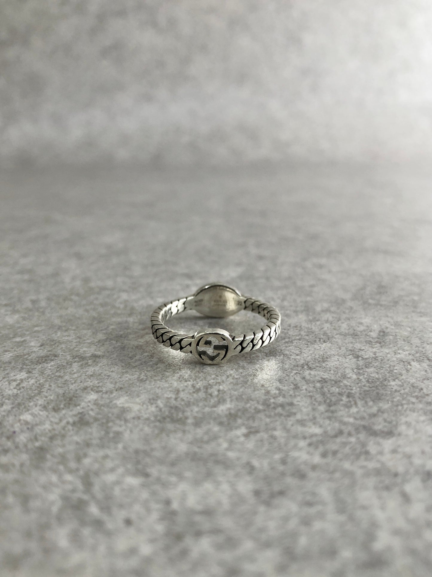 GUCCI Interlocking Ring Silver Vintage p7yvug