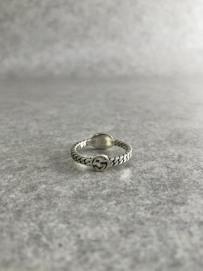 GUCCI Interlocking Ring Silver Vintage p7yvug