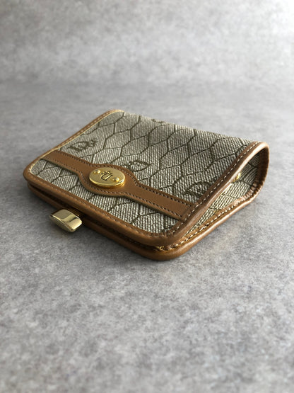 Christian Dior Honeycomb Pattern Logo Coin Purse Beige Vintage ds7dx5