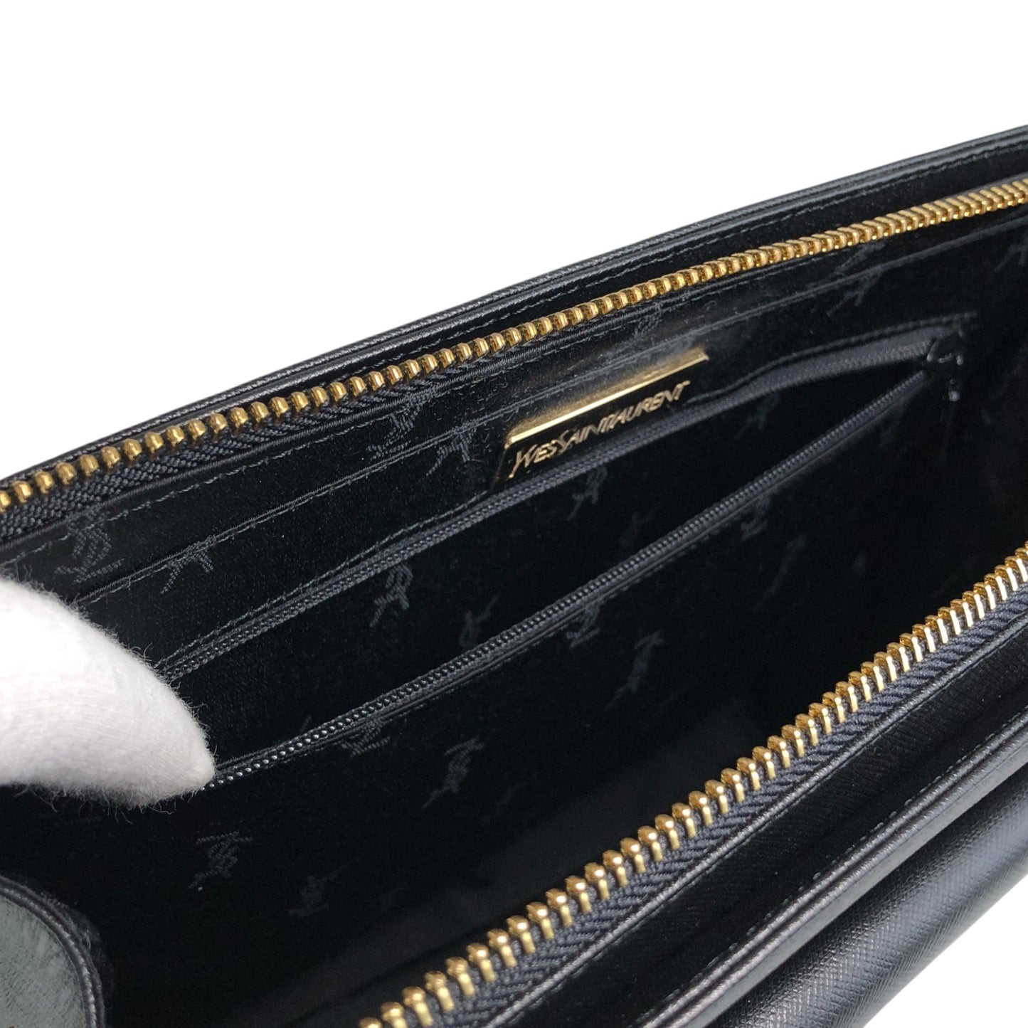 Yves Saint Laurent Logo Handbag Black Vintage fguw8w