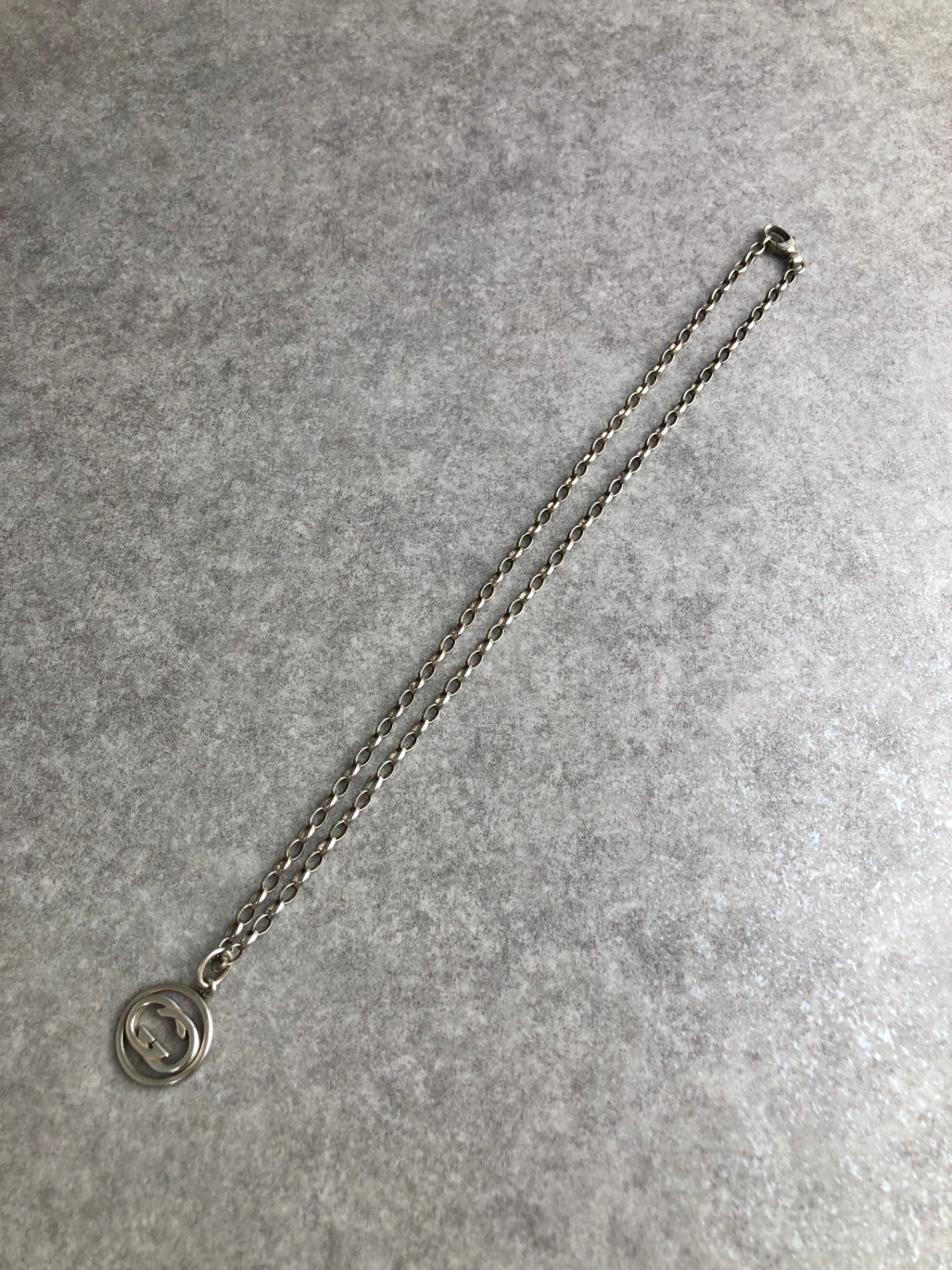GUCCI Interlocking Necklace Silver Vintage ic36jp