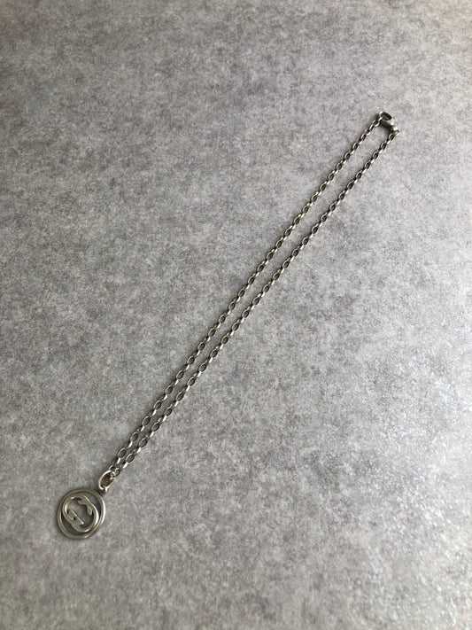 GUCCI Interlocking Necklace Silver Vintage ic36jp
