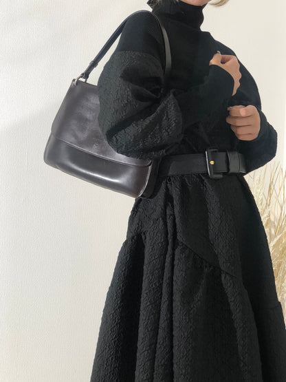 PRADA Logo Double Face Leather Handbag Brown Vintage twseze