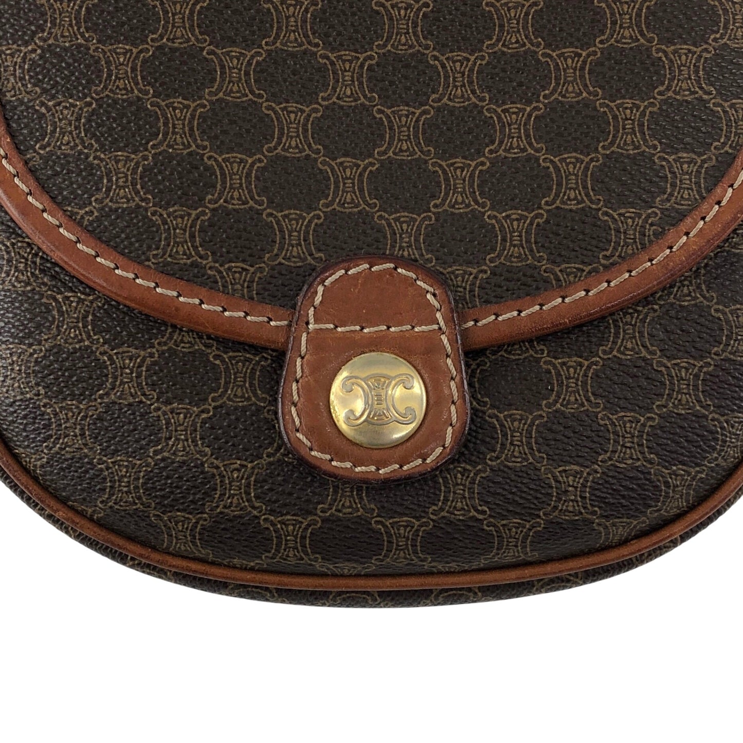 CELINE Macadam Triomphe Shoulder bag Brown Vintage eckras